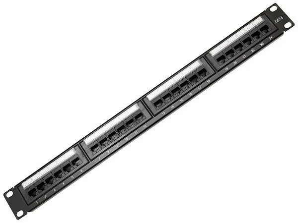 Патч-панель 19" 1U, 24 порта RJ45 cat.5e 8P8C 110 (AYSN-PP-24-110) для телекоммуникационного шкафа 19 дюймов, серверного шкафа 4U, 6U, 9U, 12U, 15U, 18U, 22U, 27U, 30U, 32U, 35U, 37U, 42U, 47U